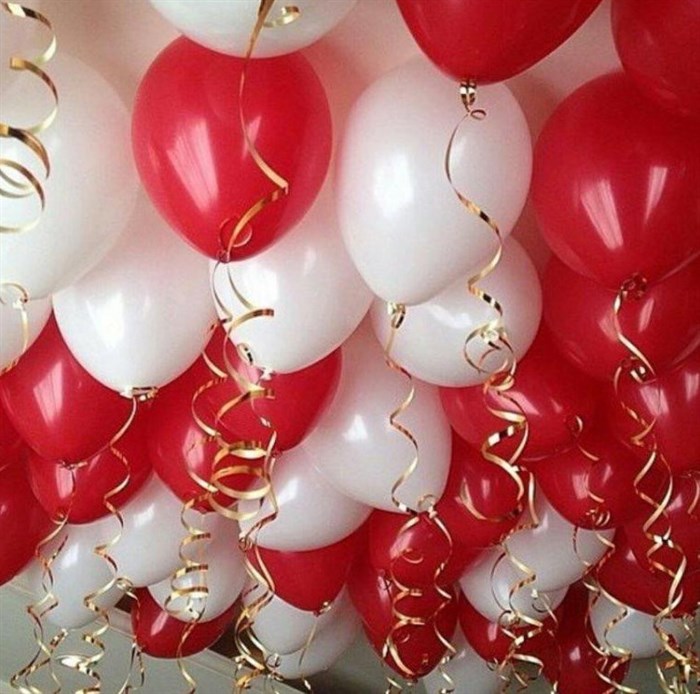 Набор №133 - шары бело-красные 45 штук в потолок - фото 47580