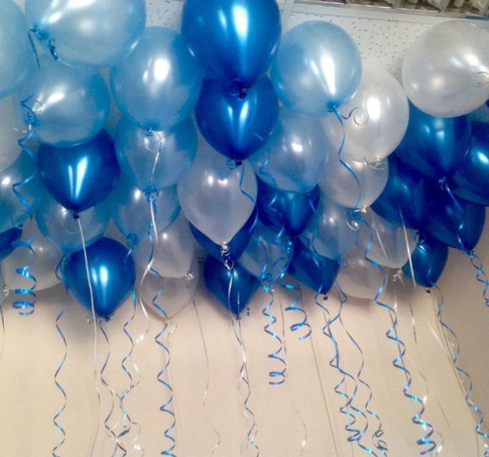 Набор №134 - шары белый, синий, голубой перламутр 51 штука - фото 47581