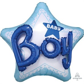 Шар А ДЖАМБО Baby Boy звезда голубая P75