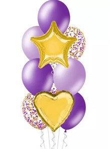 Набор №57 - фонтан из 10 шаров сиреневый-фиолетовый металлик