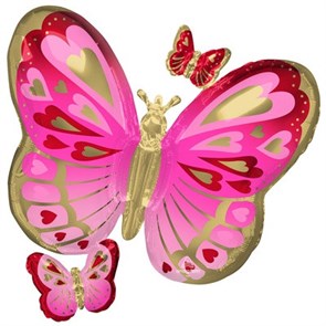 Шар А ФИГУРА/P35 Бабочки сердца Pink GoldRed