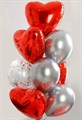 Набор №89 - фонтан из 10 шаров - хром, конфетти и сердца фольга - фото 46824